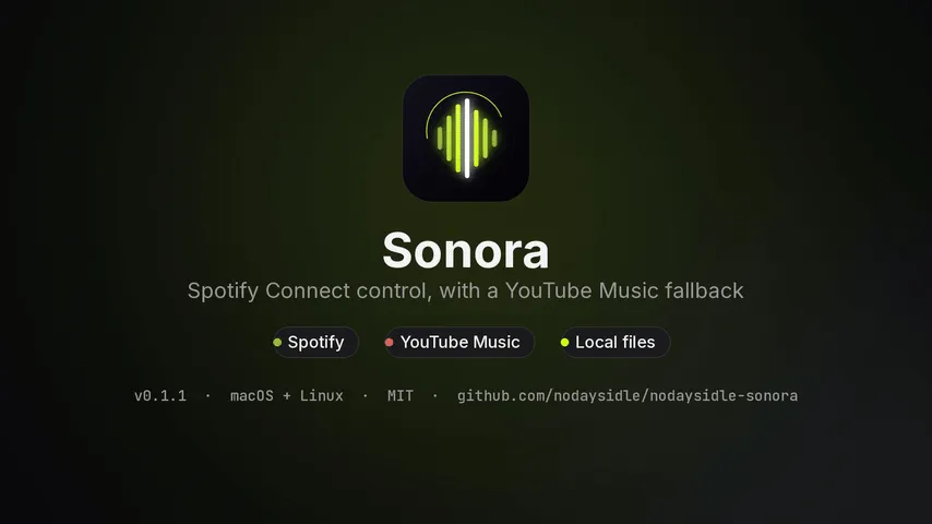 Sonora demo: Spotify, YouTube Music and local files in one player